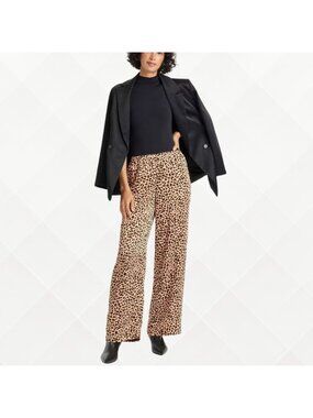 A New Day Satin Pull On Pants • Size L • NWT • Leopard Print • WPT-100105